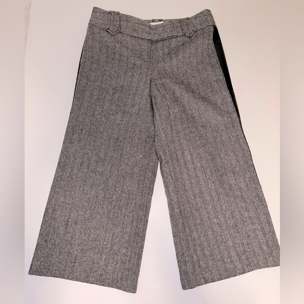 NWT LOFT “Marissa” cropped, herringbone, sequin leg wool blend dress pants- sz 0